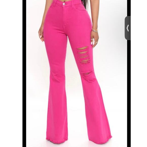 None and/or Unknown Denim - Hot pink bell bottom jeans size xxl